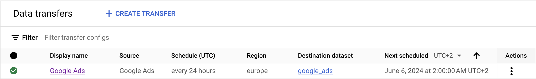 Configuration du transfert de Google Ads vers BigQuery